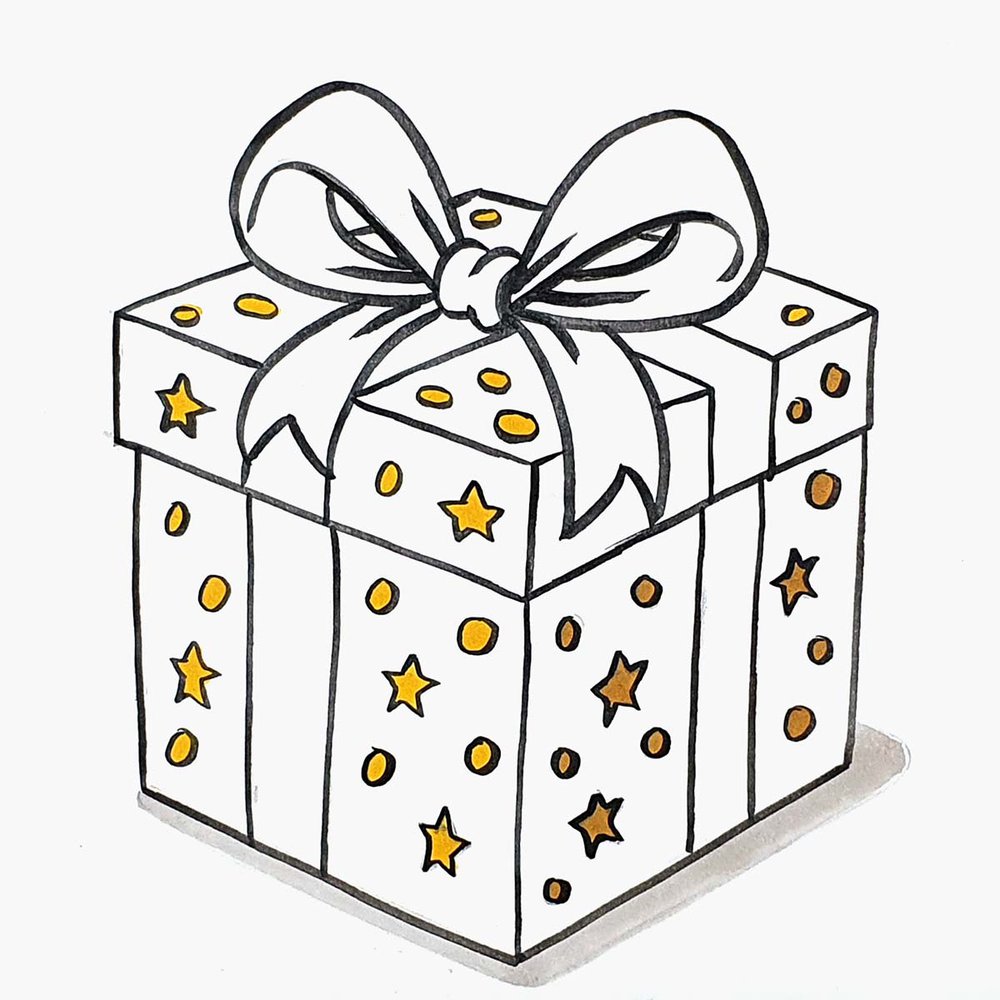 Easy Christmas Present Drawing Guide for Beginners